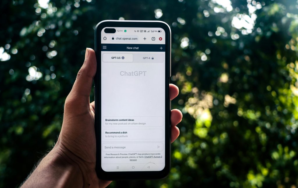 Using the ChatGPT application on mobile.